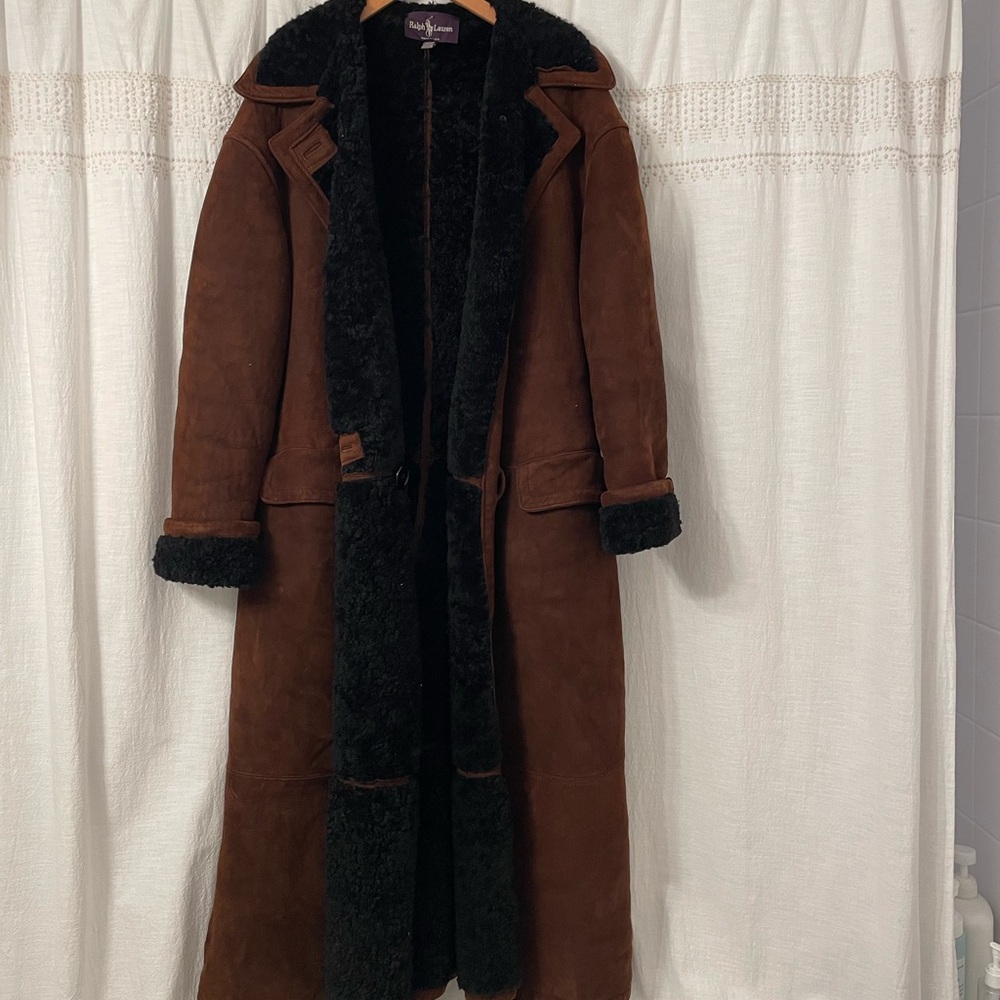 Rare Vintage Ralph Lauren Purple Label Shearling Maxi Coat